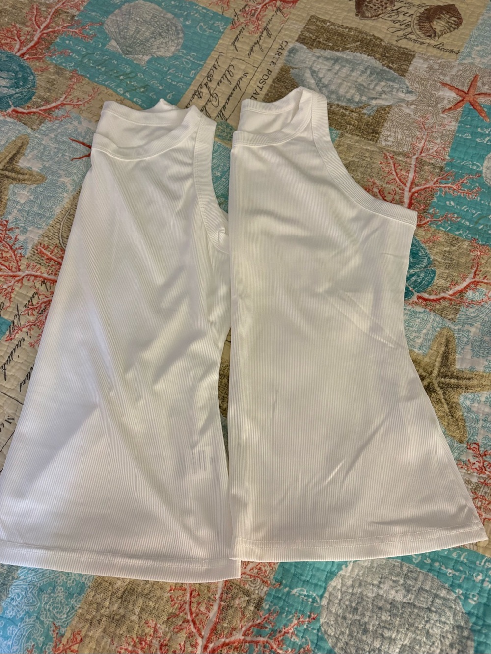 White Ribbed Tank Tops - Set of 2